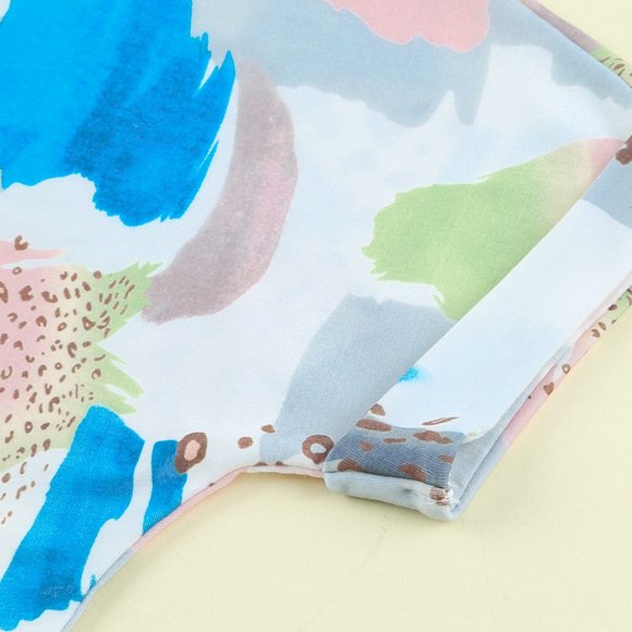 Paint Leopard Print Folded Sleeve Detailed Top - Picture 6 of 6